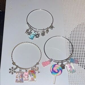 Silver Charm Bracelets with Colorful Accents